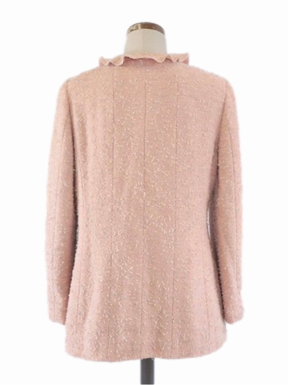 Chanel Vintage 1999 Pink Rosa Tweed Giacca Gonna Ruffle Jacket - Picture 3 of 6